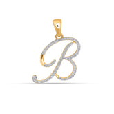 B Initial Letter 10K Yellow Gold & Diamond Pendant